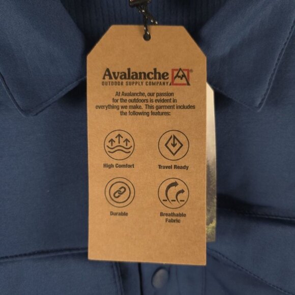 NWT AVALANCHE Outdoor Snap Collared Navy Shirt Jacket Fleece CAM816B Size M & LG - Picture 9 of 12
